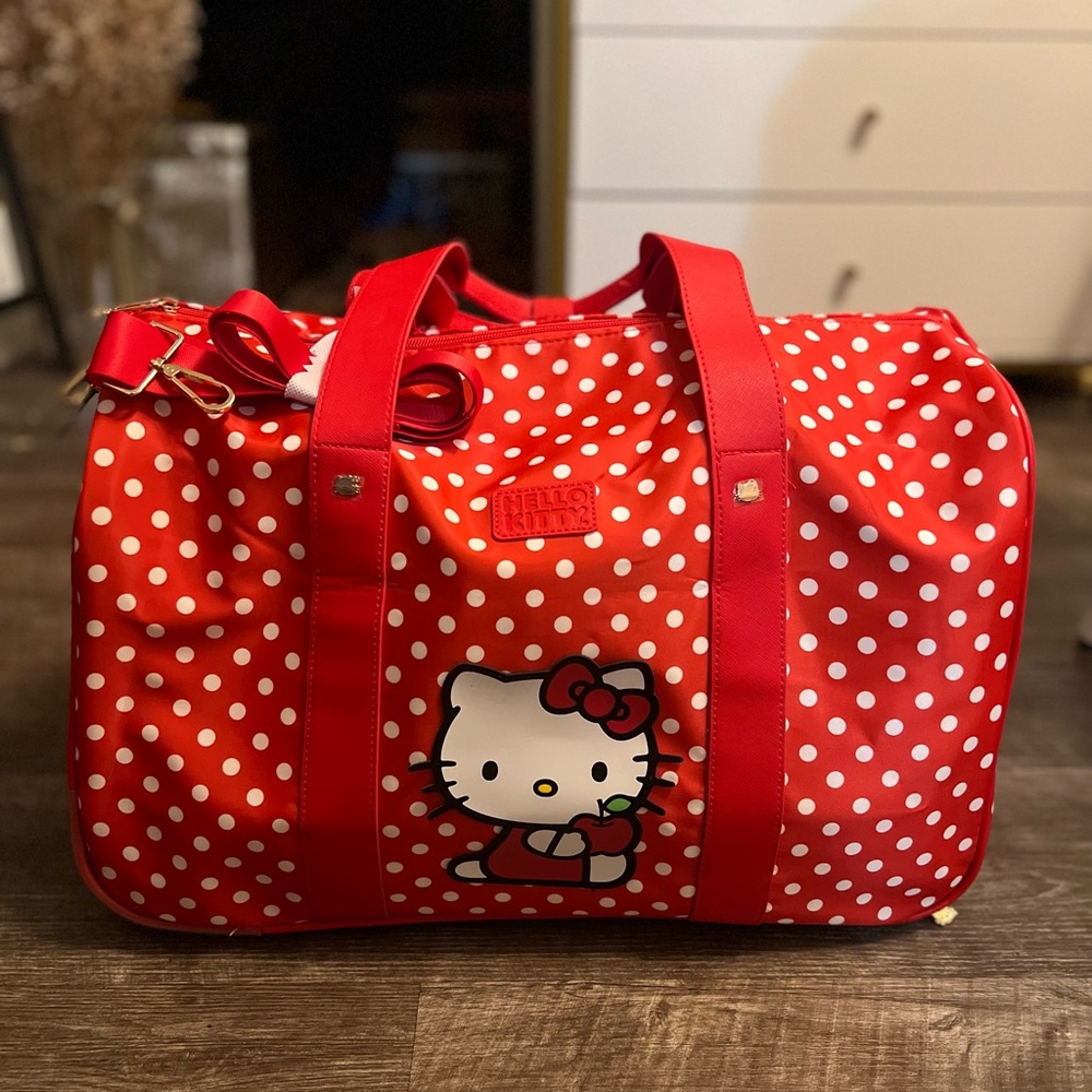 NWT HELLO KITTY Red Polka Dot ROLLER DUFFLE